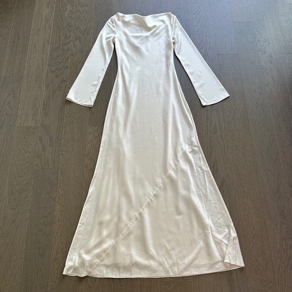 Reformation CIANA Satin Long Sleeve Maxi Dress Wedding Bridal FIOR DI LATTE Sz 2 - Picture 2 of 15